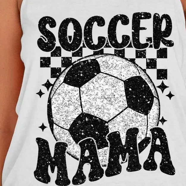 Checkered Soccer Mama Retro Soccer Mom Soccer Season Women's Knotted Racerback Tank