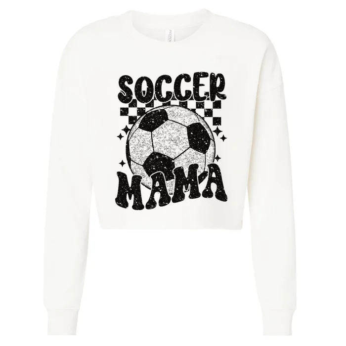 Checkered Soccer Mama Retro Soccer Mom Soccer Season Cropped Pullover Crew