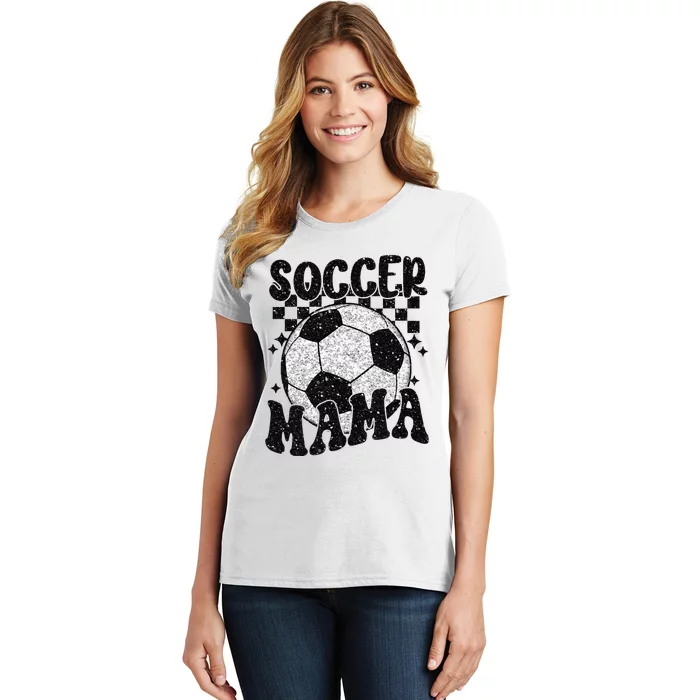 Checkered Soccer Mama Retro Soccer Mom Soccer Season Women's T-Shirt