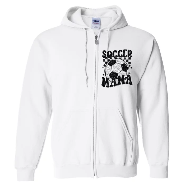 Checkered Soccer Mama Retro Soccer Mom Soccer Season Full Zip Hoodie