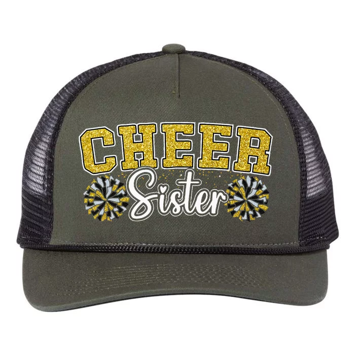 Cheer Sister My Favorite Cheerleader Calls Me Sisters Yellow Retro Rope Trucker Hat Cap