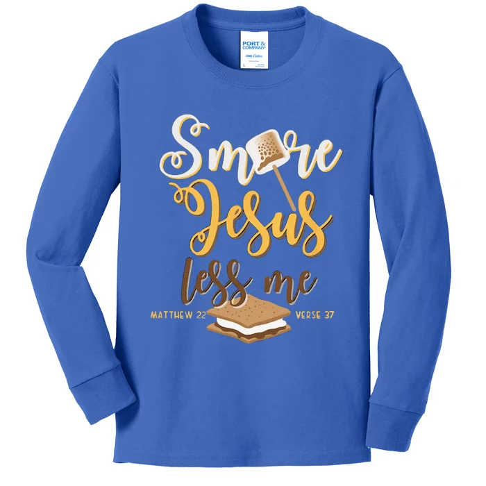 Christian Smore More Jesus Less Me Camping Chocolate Dessert Kids Long Sleeve Shirt