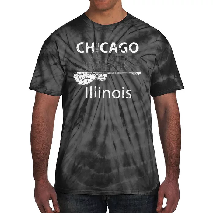 Chicago Souvenir Men Illinois Music Electric Guitar Tie-Dye T-Shirt