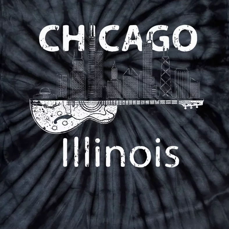 Chicago Souvenir Men Illinois Music Electric Guitar Tie-Dye T-Shirt