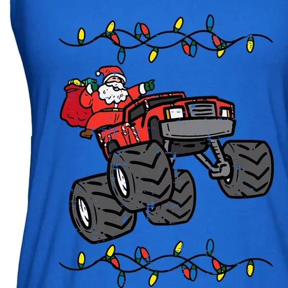 Christmas Santa Monster Truck Xmas Ladies Essential Flowy Tank