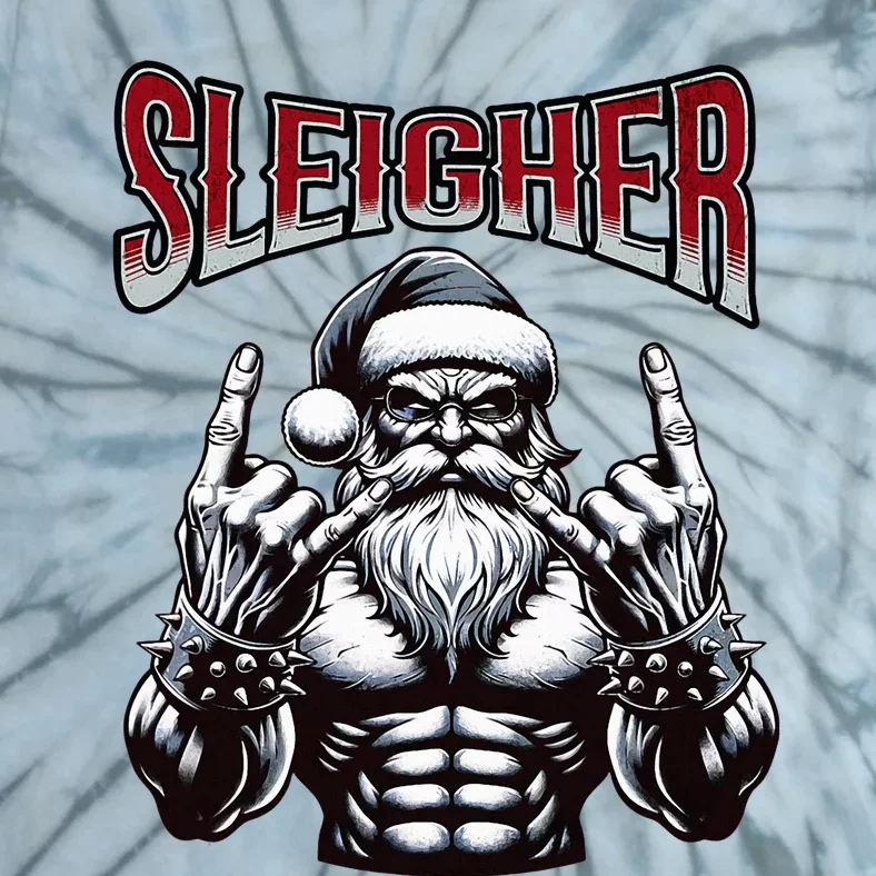 Chistmas Sleigher, Metal Santa Tie-Dye T-Shirt