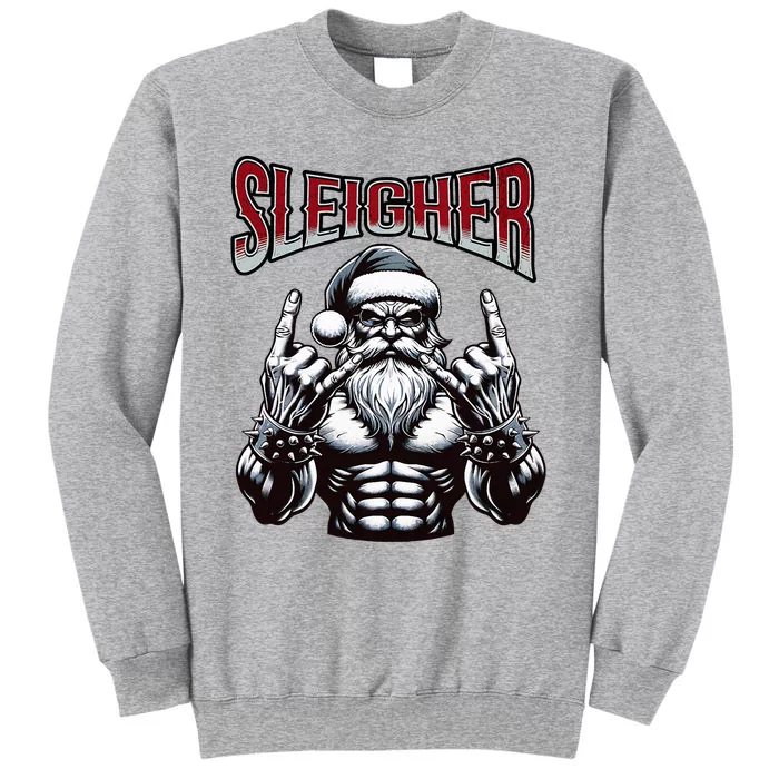 Chistmas Sleigher, Metal Santa Tall Sweatshirt