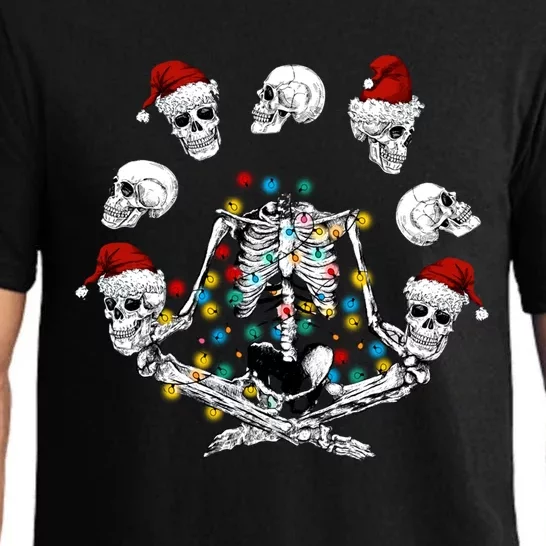 Christmas Skeleton Meditation Santa Skull Yoga Meditation Gift Pajama Set