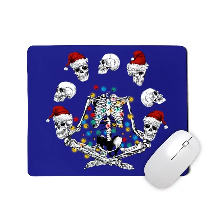 Christmas Skeleton Meditation Santa Skull Yoga Meditation Gift Mousepad