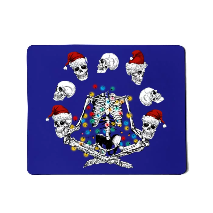 Christmas Skeleton Meditation Santa Skull Yoga Meditation Gift Mousepad