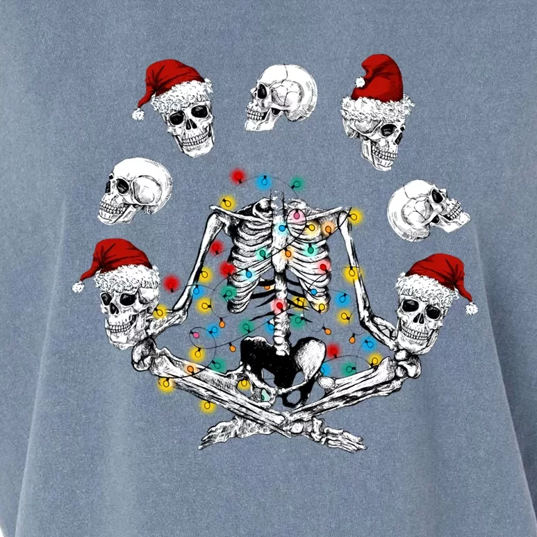 Christmas Skeleton Meditation Santa Skull Yoga Meditation Gift Garment-Dyed Women's Muscle Tee