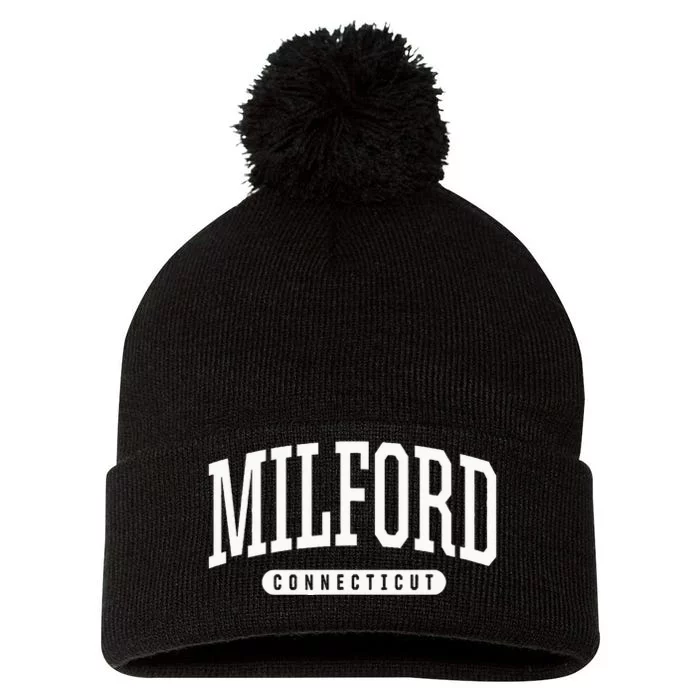 College Style Milford Connecticut Souvenir Gift Pom Pom 12in Knit Beanie