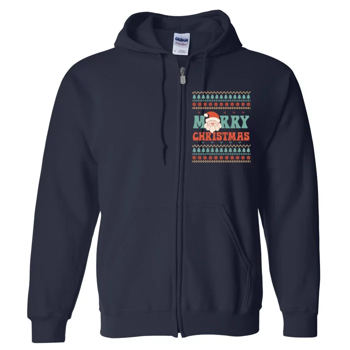 Cute Santa Merry Christmas Full Zip Hoodie