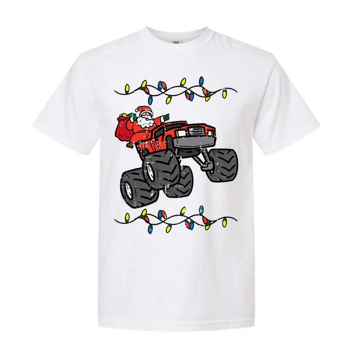 Christmas Santa Monster Truck Xmas Garment-Dyed Heavyweight T-Shirt