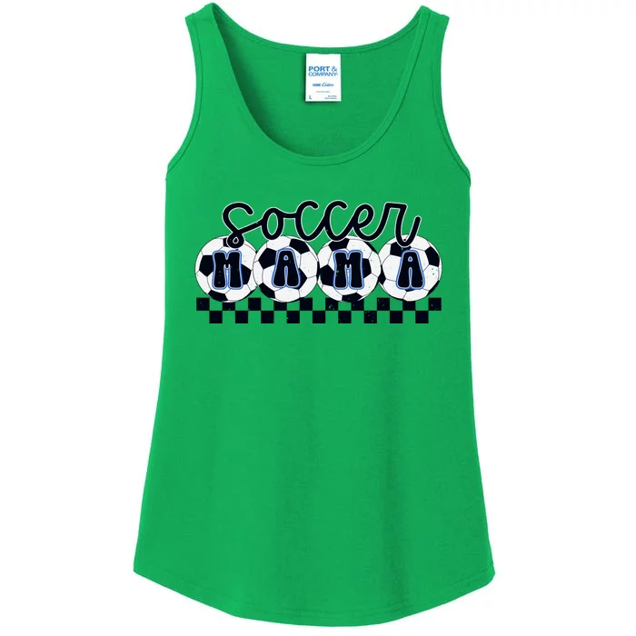 Checkered Soccer Mama Game Day Ladies Essential Tank