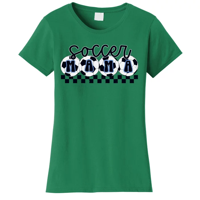 Checkered Soccer Mama Game Day Women's T-Shirt