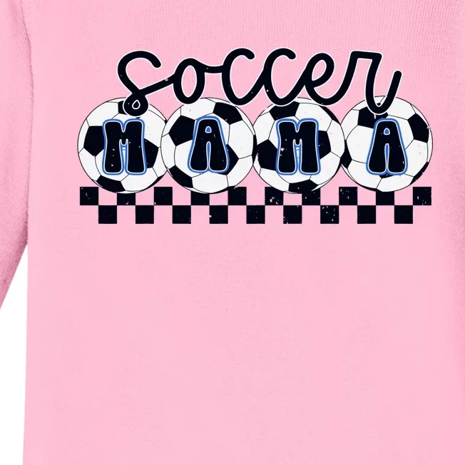 Checkered Soccer Mama Game Day Baby Long Sleeve Bodysuit