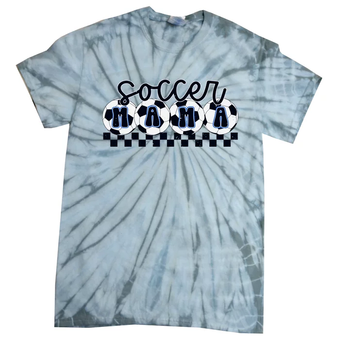 Checkered Soccer Mama Game Day Tie-Dye T-Shirt