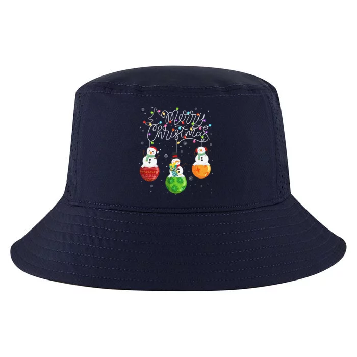 Cute Snowmans Merry Christmas Lights Ornaments Balls Pajama Cool Comfort Performance Bucket Hat