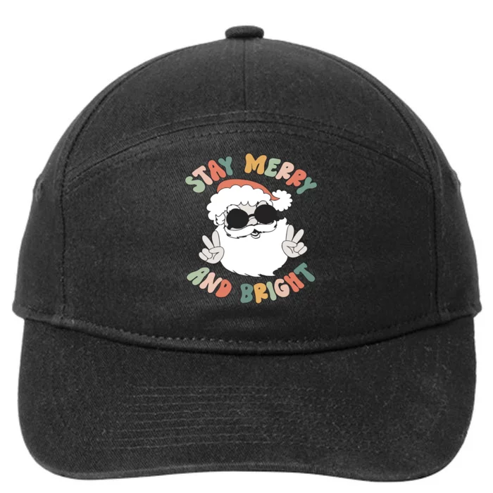 Christmas Stay Merry And Bright Santa 7-Panel Snapback Hat