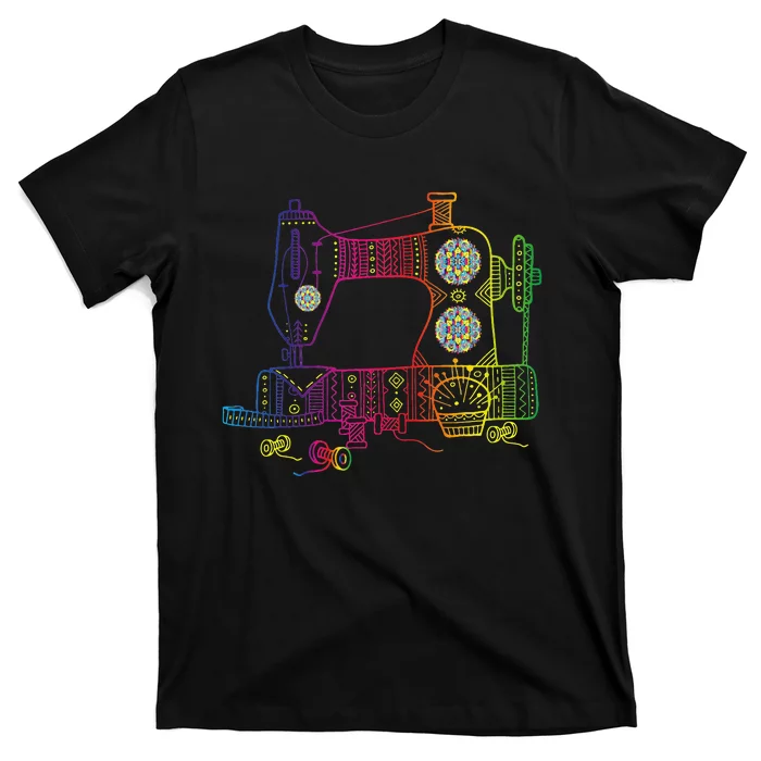 Colorful Sewing Machine Quilter Quilting Seamstress T-Shirt