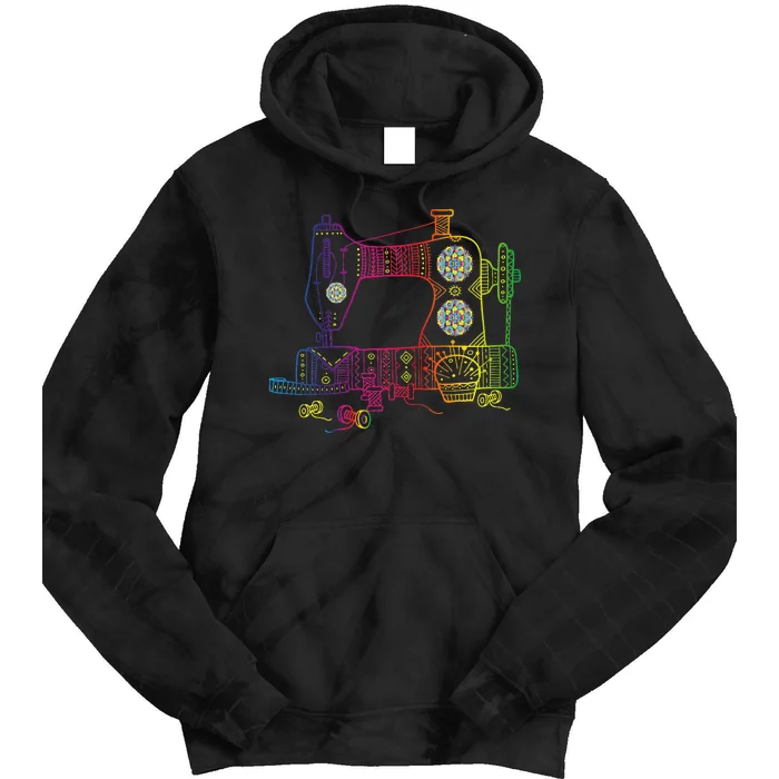 Colorful Sewing Machine Quilter Quilting Seamstress Tie Dye Hoodie