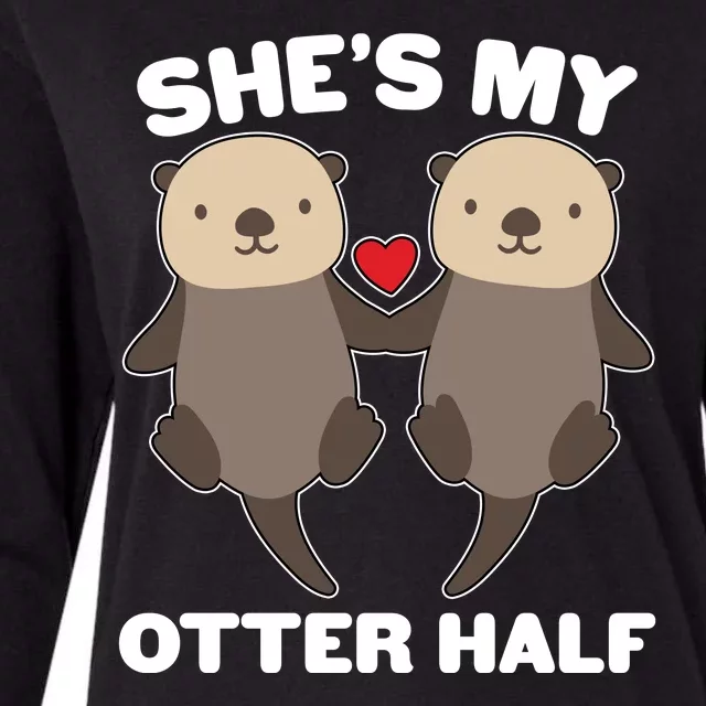 Cute She's My Otter Half Matching Couples Shirt Womens Cotton Relaxed Long Sleeve T-Shirt