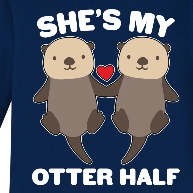 Cute She's My Otter Half Matching Couples Shirt Baby Long Sleeve Bodysuit