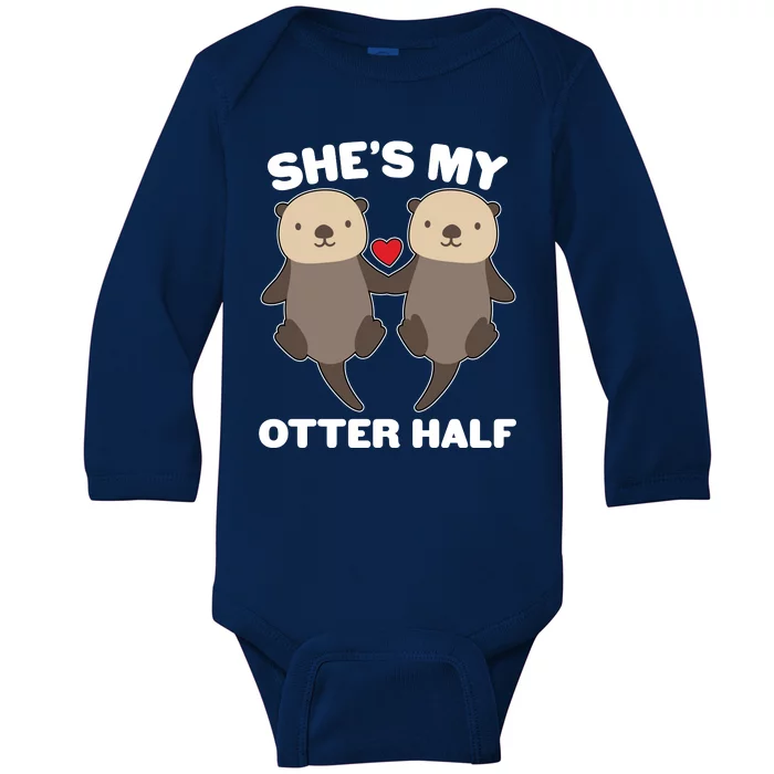 Cute She's My Otter Half Matching Couples Shirt Baby Long Sleeve Bodysuit