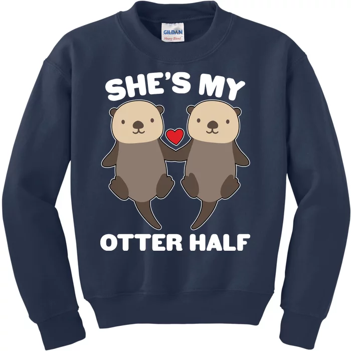 Cute She's My Otter Half Matching Couples Shirt Kids Sweatshirt