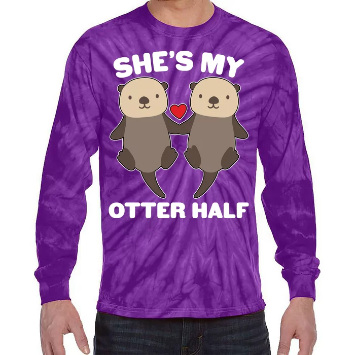 Cute She's My Otter Half Matching Couples Shirt Tie-Dye Long Sleeve Shirt