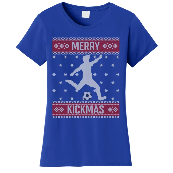 Christmas Soccer Merry Kickmas Ball Sport Player Xmas Meaningful Gift Women's T-Shirt