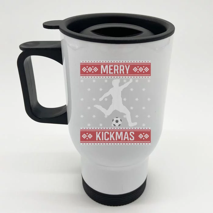 Christmas Soccer Merry Kickmas Ball Sport Player Xmas Meaningful Gift Front & Back Stainless Steel Travel Mug