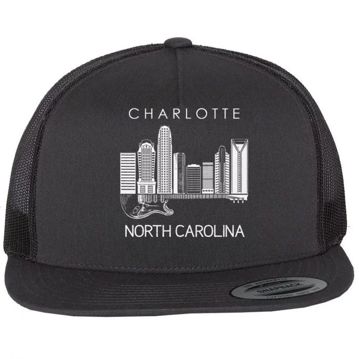 Charlotte Souvenir Men North Carolina Souvenir Music Guitar Flat Bill Trucker Hat