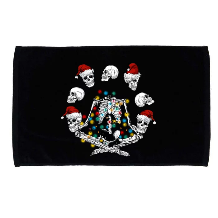 Christmas Skeleton Meditation Santa Skull Yoga Meditation Gift Microfiber Hand Towel