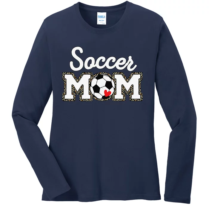 Cute Soccer Mom Leopard Print Mothers Day Ladies Long Sleeve Shirt