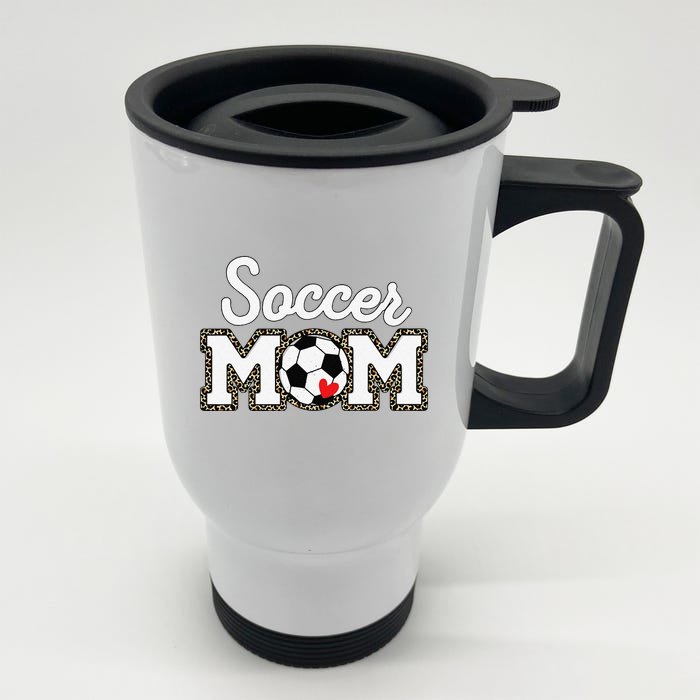 Cute Soccer Mom Leopard Print Mothers Day Front & Back Stainless Steel Travel Mug