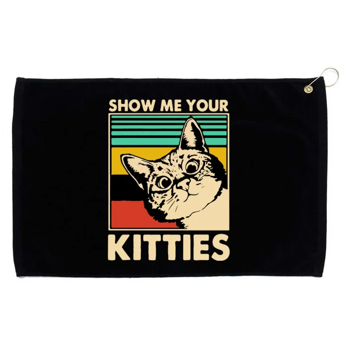 Cat Show Me Your Kitties Funny Cats Lover Vintage Grommeted Golf Towel