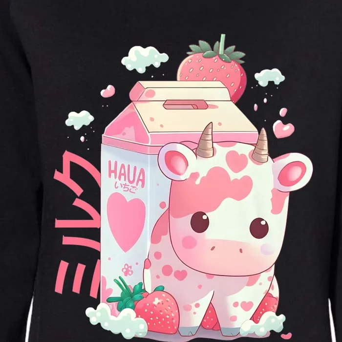 Cute Strawberry Milk Carton Cow Kawaii Lofi Japanese Pink Womens California Wash Sweatshirt