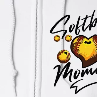 Cool Softball Momma Gift For Mom Proud Ball Sports Full Zip Hoodie