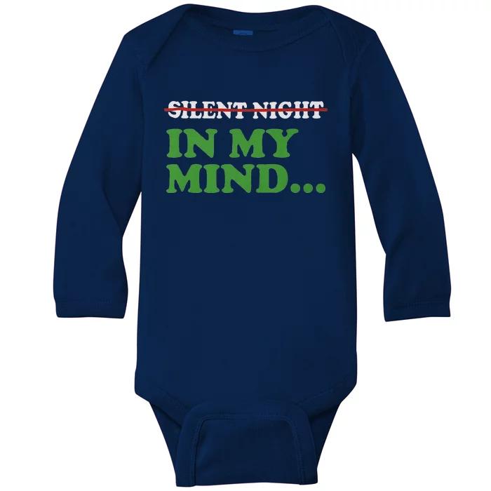 Christmas Silent Night In My Mind Baby Long Sleeve Bodysuit