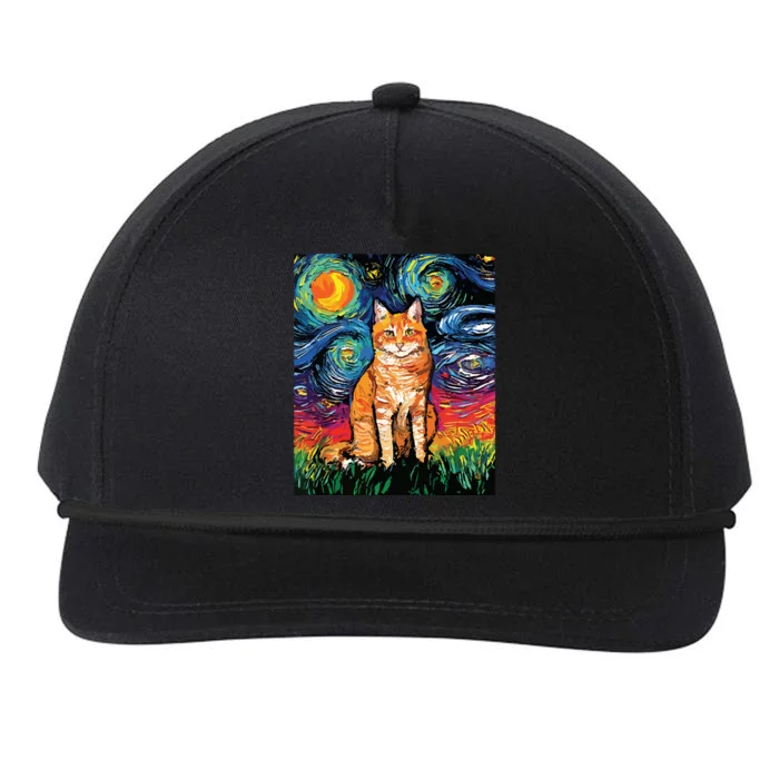 Cat Starry Night Cat Women Cat Van Gogh Cat Snapback Five-Panel Rope Hat