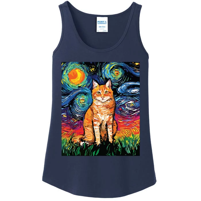 Cat Starry Night Cat Women Cat Van Gogh Cat Ladies Essential Tank