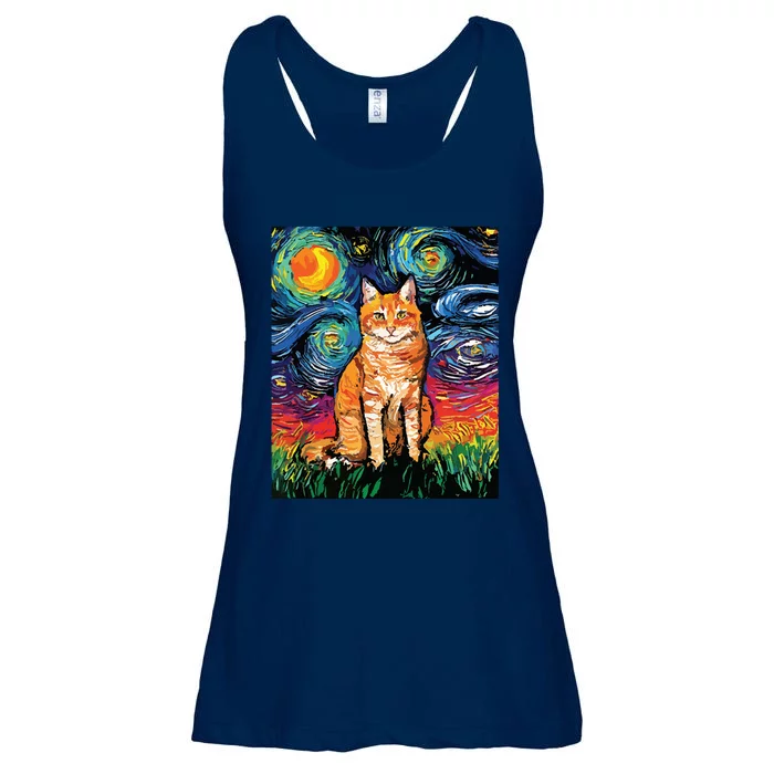 Cat Starry Night Cat Women Cat Van Gogh Cat Ladies Essential Flowy Tank