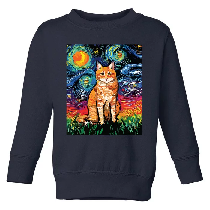 Cat Starry Night Cat Women Cat Van Gogh Cat Toddler Sweatshirt