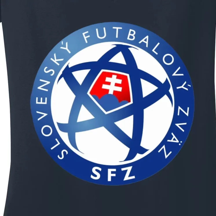 Cool Slovakia National Football Soccer Team Art Logo Women's V-Neck T-Shirt