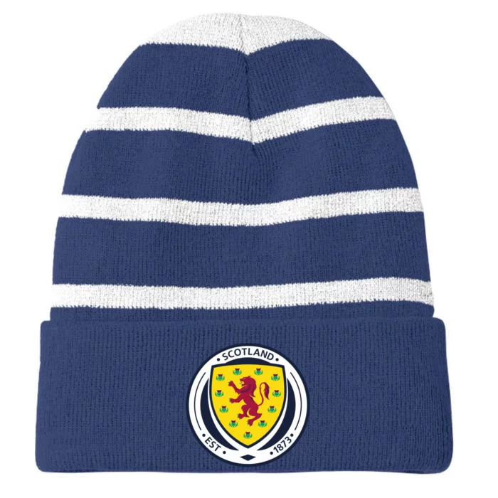 Cool Scotland National Soccer Team Striped Beanie with Solid Band