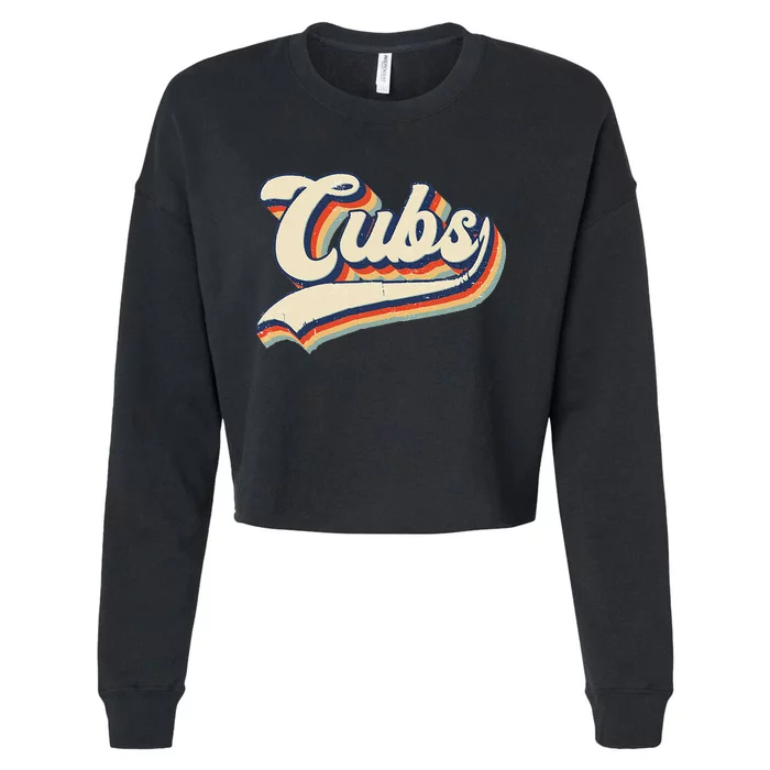 Cubs Sports Name Vintage Retro Cropped Pullover Crew