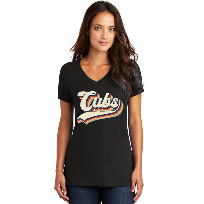 Cubs Sports Name Vintage Retro Women's V-Neck T-Shirt