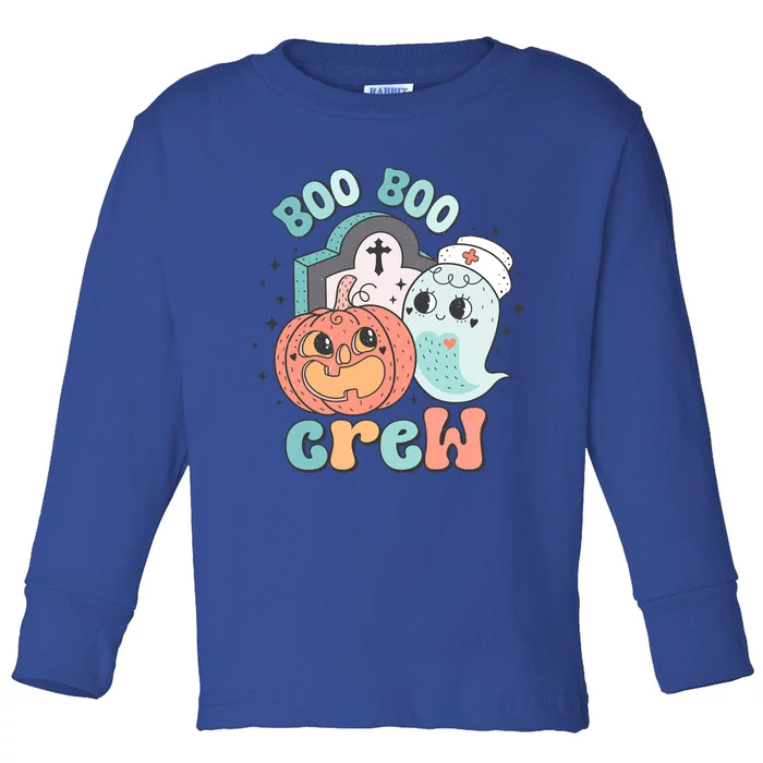 Cute Spooky Nurse Icu Boo Crew Retro Groovy Halloween Meaningful Gift Toddler Long Sleeve Shirt